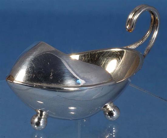 A unusual set of four Edwardian silver salts, length 90mm, weight 4oz/125grms.